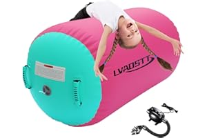 LVAOSTT Gymnastics Air Barrel Roller Air Spot, Inflatable Tumbling Mat Tumble Track Gymnastic Equipment Balance Cylinder with Pump for Yoga Cheerleading Home Use Gym