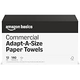 Amazon Basics 2-Ply White Adapt-a-Size Kitchen Paper Towels, Absorbent, Thick, Individually Wrapped, 140 Towels per Roll (12 Rolls), 1,680 Sheets Total (Previouly AmazonCommercial)