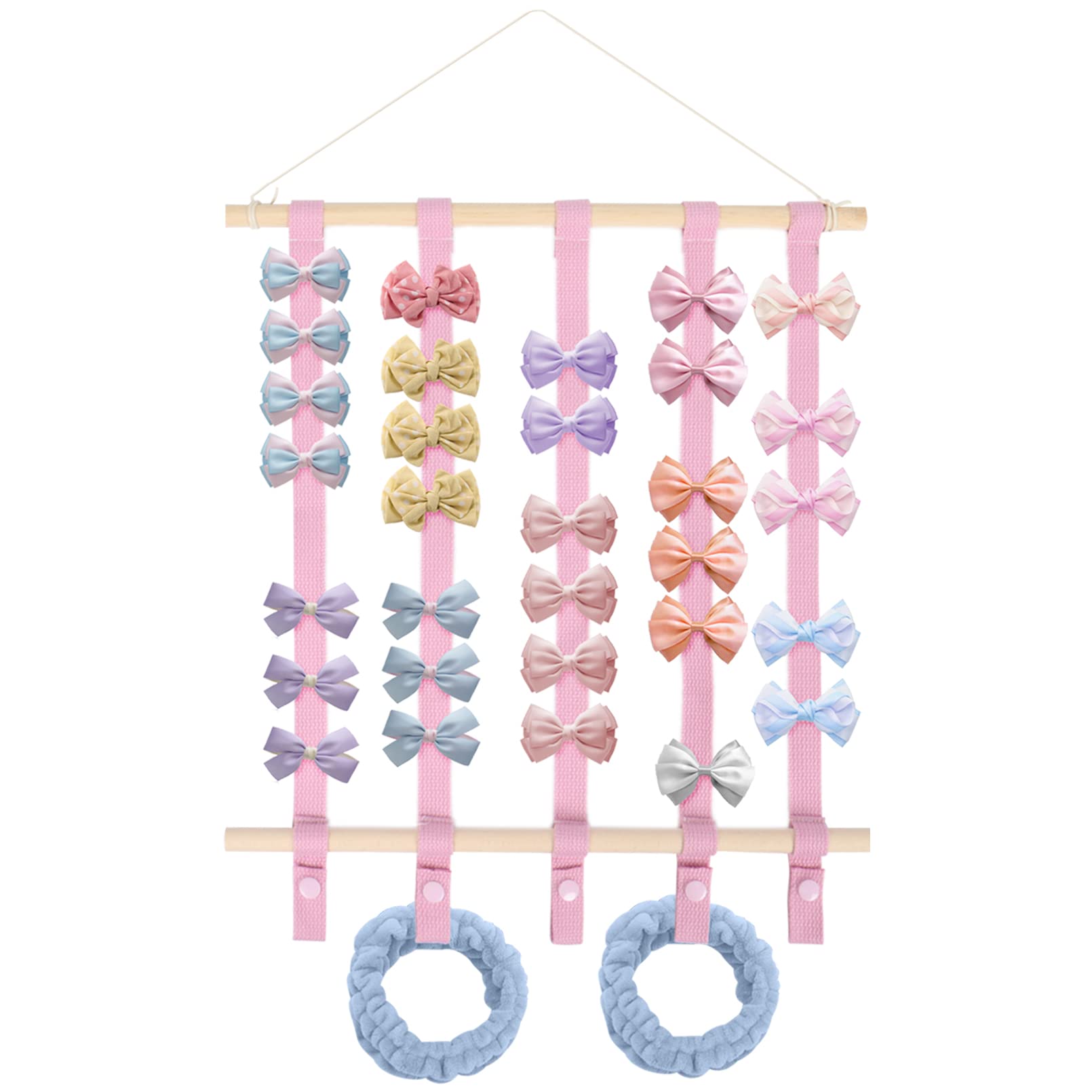 Hair Bow Holder Organiser Wall Hanging Hair Clip Holder for Girls, Hair Accessories Organiser Home Decor Pink