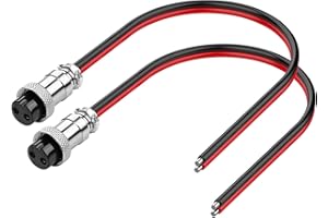 SinLoon 2 Pack GX16 2Pin Pigtails Electronic Cable Female Socket Wireable Molding Industrial Circular Round Receptacle Aviation Connectors 30CM/0.98Ft (2Pin)