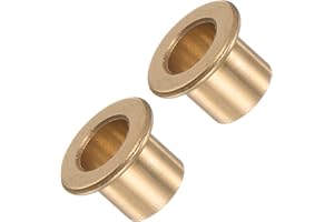 Kozelo 2pcs Flanged Sleeve Bearing - [8mm x 10mm x 10mm] Bronze Oilless Bushing for Equipment Machine Use | Gold