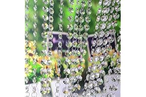 VOVOV 20FT Clear Crystal Garland Chandelier Octagon Beads Chain Beaded Trim