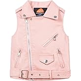 Mud Kingdom Kids Boys Faux Leather Motorcycle Vests PU Sleeveless Zipper Multi-pocket Fashion