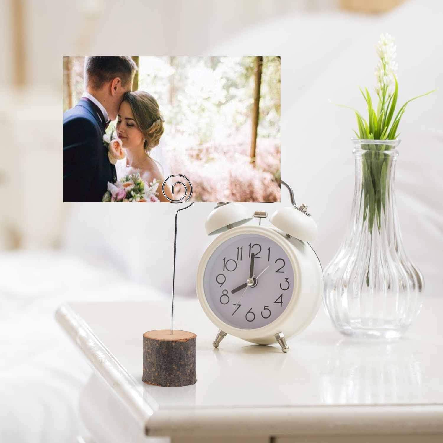 Toncoo 10Pcs Premium Wood Place Card Holders with Swirl Wire and 20 Pcs Kraft Place Cards, Rustic Wood Table Number Holders Stands, Name Cards Photo Holders for Wedding Party Sign Food Cards Label: Home & Kitchen