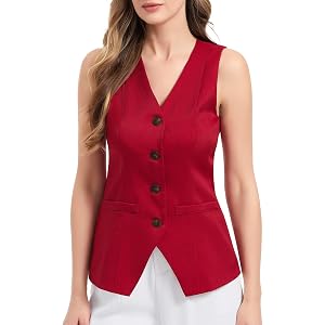 VERA MORELLE Women Sleeveless Blazer Vest Casual Lightweight Waistcoat Top Summer Suit Vest for Daily Business Cocktail Party