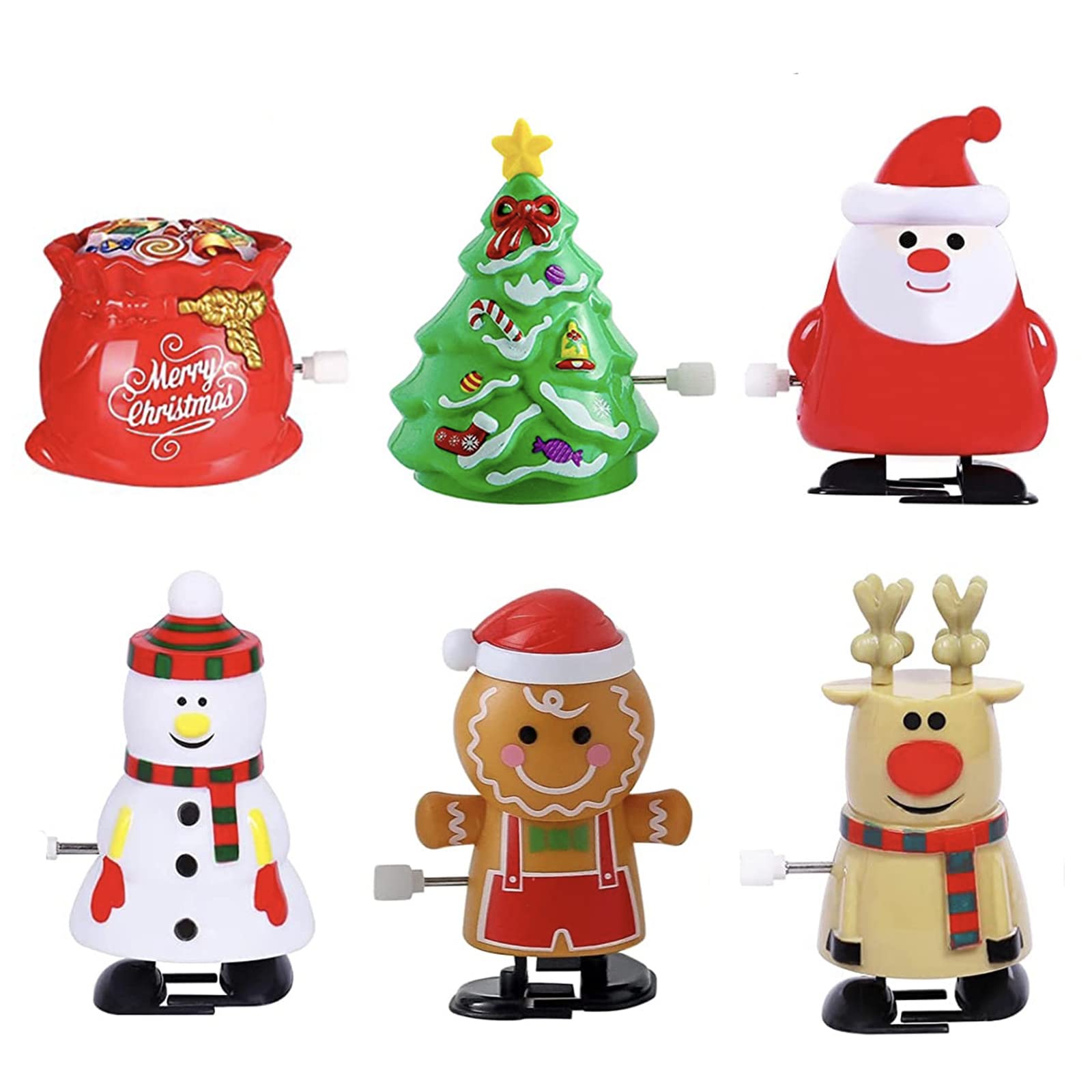 Mienocol 6pcs Christmas Wind Up Toys for Kids, Funny Jumping Xmas Gift, Walking Spring Toy for Christmas Party Favors, Stocking Stuffers, Goody Bag Filler