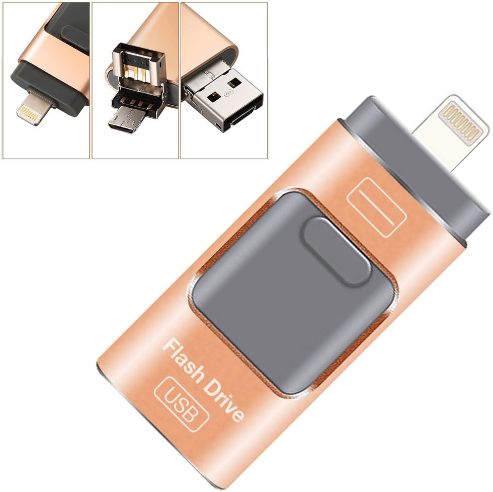 GOINAOZ 128GB USB Flash Drive OTG for iPhone & iPad&Android&Computer (Gold)