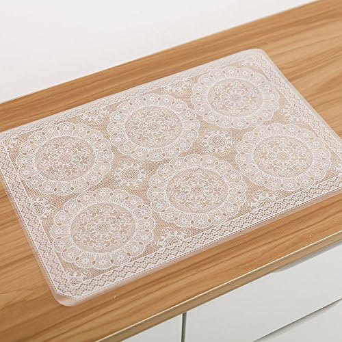 WENWU Lace Printed Table Mat for Dining - 4 Pcs Waterproof Placemat for Kitchen Decoration (Green)