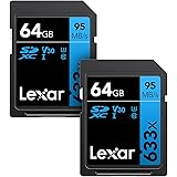 Lexar Professional 633x 64GB (2-Pack) SDXC UHS-I Cards, Up To 95MB/s Read, for Mid-Range DSLR, HD Camcorder, 3D Cameras, LSD6