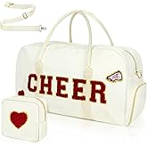 Dance Bag for Girls 2PCS Ballet Cheer Bag with Shoes Compartment Chenille Letter Embroidery for Dancer Travel Overnight bag