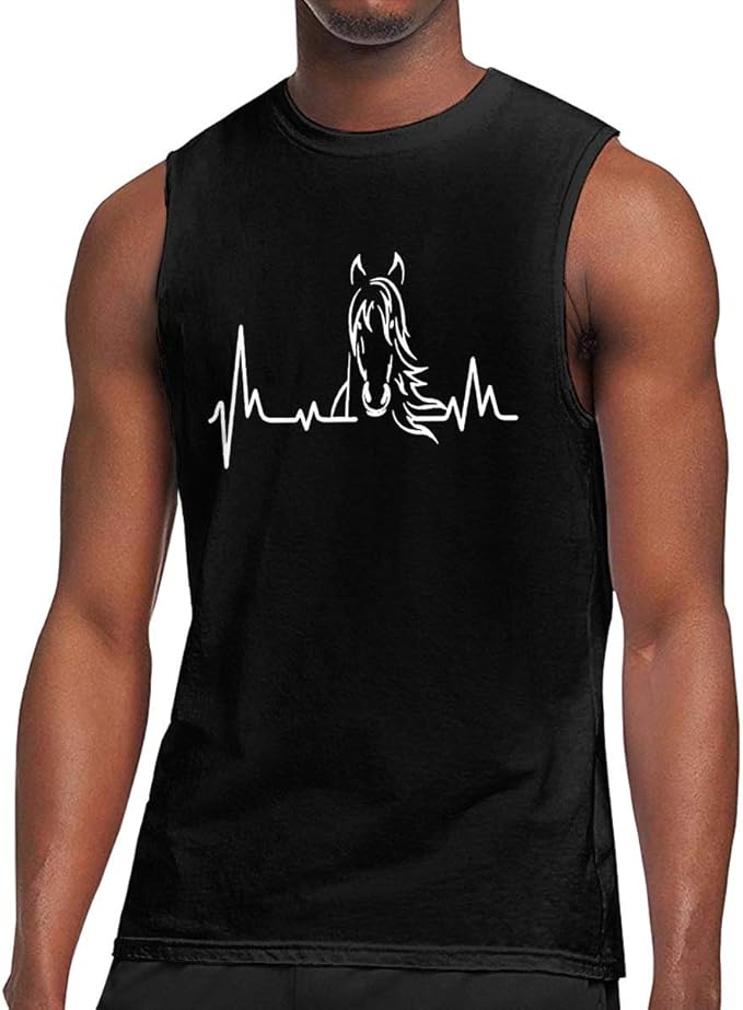 Download Amazon.com: Men's Horse Heartbeat Muscle Sleeveless Shirt ...