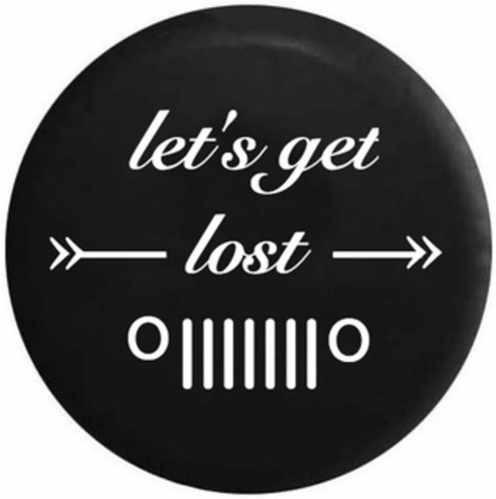 She Jeeps - 28"/29" - Tire Cover "Let's Get Lost" Jeep Wrangler Rubicon Sahara Willys Sport Unlimited Liberty Spare Wheel RV Vinyl