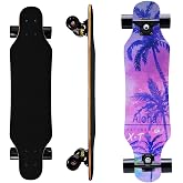 Mini Cruiser Longboard, 31 Inch Small Size Wide Wheel Skateboard, Beginner Stable &amp; Easy-to-Control Skateboard, Suitable for Park &amp; Street Riding, Unique Flame Pattern