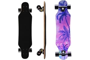 ASKTOM Mini Cruiser Longboard, 31 Inch Small Size Wide Wheel Skateboard, Beginner Stable & Easy-to-Control Skateboard, Suitable for Park & Street Riding, Unique Flame Pattern