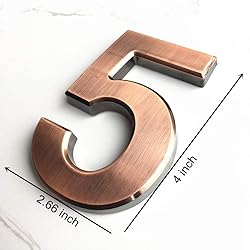 HopeWan 4" Mailbox Numbers #5, Self Adhesive Door