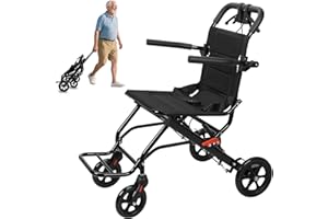 ilkqeppe Transport Wheelchair Lightweight Foldable(18lbs), Wheel Chairs for Seniors Adults, Carbon Steel Folding Wheel Chair 