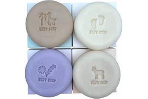 RELAXCATION Set of 4 Organic Baby Soap Bars - Lavender-Chamomile, Goat Milk-Honey, Unscented, Greek Yogurt - Coconut Milk - All Natural Cold Process Soap Bars For Baby, Toddler, Kids - Safe for Sensitive Skin