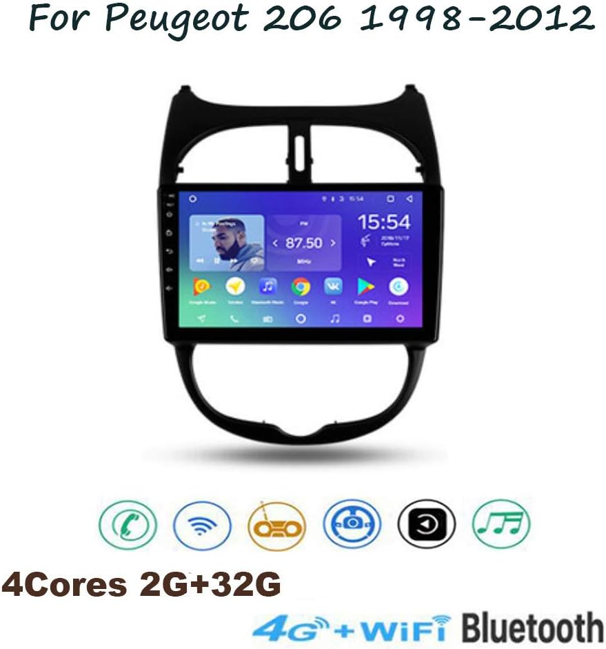 TypeBuilt Android 8.1 Car Stereo 9 Inch HD Touch Screen for Peugeot 206 1998-2012 Bluetooth Head Unit In-Dash Car Radio Video Multimedia Player Supports Wifi GPS Full RCA Output OBD DAB