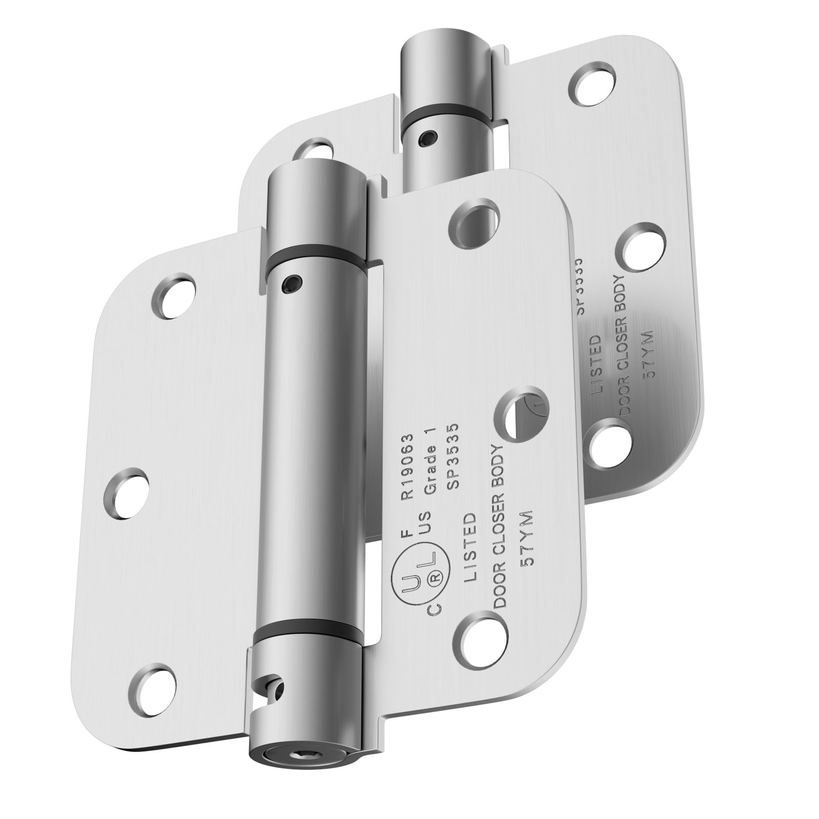 Photo 1 of AuraGala Self Closing Door Hinges, 3.5 Inch x 3.5 Inch, 5/8" Radius, UL Listed, Pack of 2, Brushed Nickel