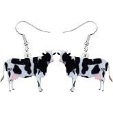 NEWEI Acrylic Anime Dairy Cattle Cow Earrings Drop Dangle Farm Animal Jewelry For Women Gift Charm
