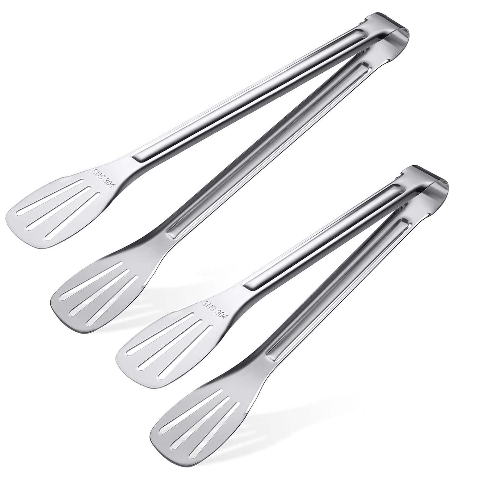 Kitchen Tongs(9'')-304 Easy to Clean-Food Safe Stainless Steel Cooking Tongs,Salad,BBQ,Serving,Frying Tongs Utensils,Kitchen Gift etc,Easy Grip Best Sturdy Tongs,Non Stick. (9&12inch)