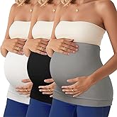 Diravo 3 Pack Womens Maternity Belly Band for Pregnancy Shirts Extenders Pregnancy Support Seamless Belly Belt Bands