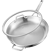 Yeksum Stainless Steel Pan,14 inch Frying Pan, Heavy Duty, Large Frying Pan, Fast & Even Heating, Up to 650°, Oven & Dishwasher Safe,Compatible with All Cooktops