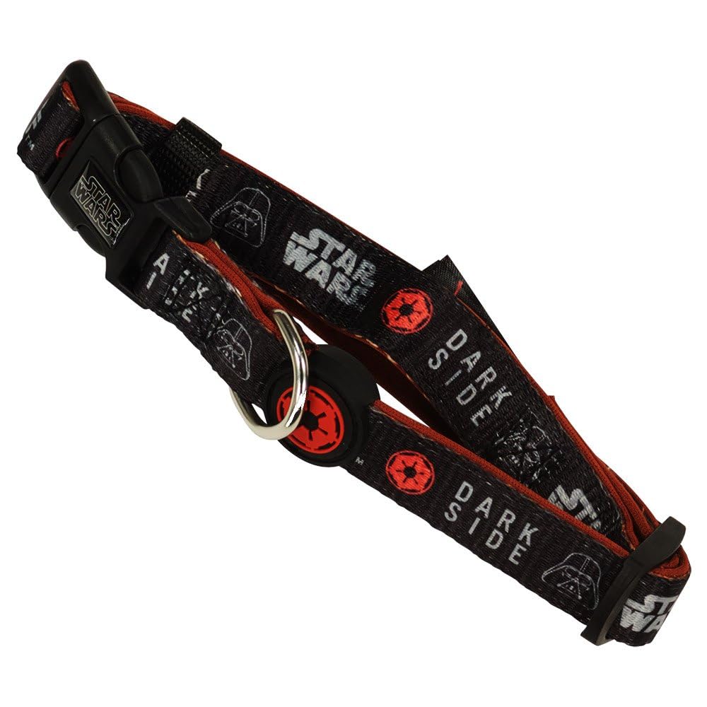 Star Wars Premium Dog Collar - Black and Red - Size S-M - Quick Click Closure - Made of Polyester - Design with 3D Details - Original Product Designed in Spain