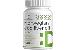 DEAL SUPPLEMENT Wild Caught Cod Liver Oil 2,000mg Per Serving, 240 Softgels – Extra Strength EPA DHA Omega 3 with Vitamin D & A – Burpless, Lemon Flavored – Vision, Heart, Brain, & Immune Support