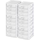 Sterilite Clearview Plastic Multipurpose Small 3 Drawer Desktop Storage Organization Unit for Home, Classrooms, or Office Spaces, White, 6 Pack