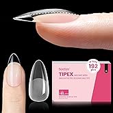 Beetles Tipex Instant Apex Nail Tips, Almond Medium, 16 Sizes (00–14), 192pcs, Built-In Apex, No Builder Gel Required, Thicker Strong Acrylic Tips for DIY Nail Extensions