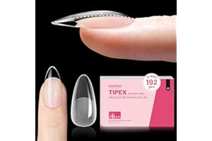 BEETLES GEL POLISH Beetles Tipex Instant Apex Nail Tips Almond Medium Acrylic Nail Tips, Pre-Etched Pre-Building Strong Thick Long Lasting,16 Sizes,192 Pieces