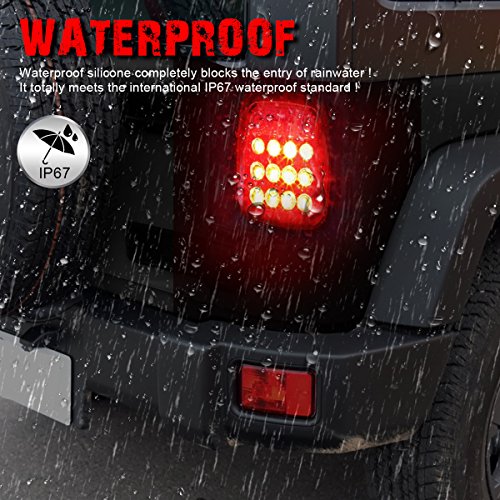 AMBOTHER Universal Trailer Tail light 2X16 LED Brake Stop Turn Signal Reverse Running Back Up Lights For Truck Jeep Pickup VAN RV SUV Towing Vehicle DC12V, Red/White,1 Year warranty