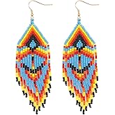SHINUS BOHO Tassel Zulu Dangle Drop Earrings for Women, Long Bohemian Handmade Beads Fringe Danglig Earing Prom Fashion Jewelry Gift.