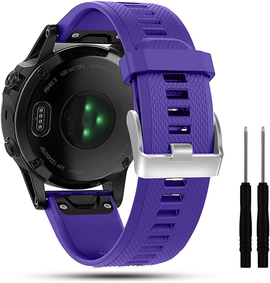 Cyeeson Soft Silicone Wristband Strap Smartwatch Bracelet Band for Garmin Fenix 5/Forerunner 935/Approach S60/Quatix 5/Quatix 5 Sapphire with Disassembly Tool