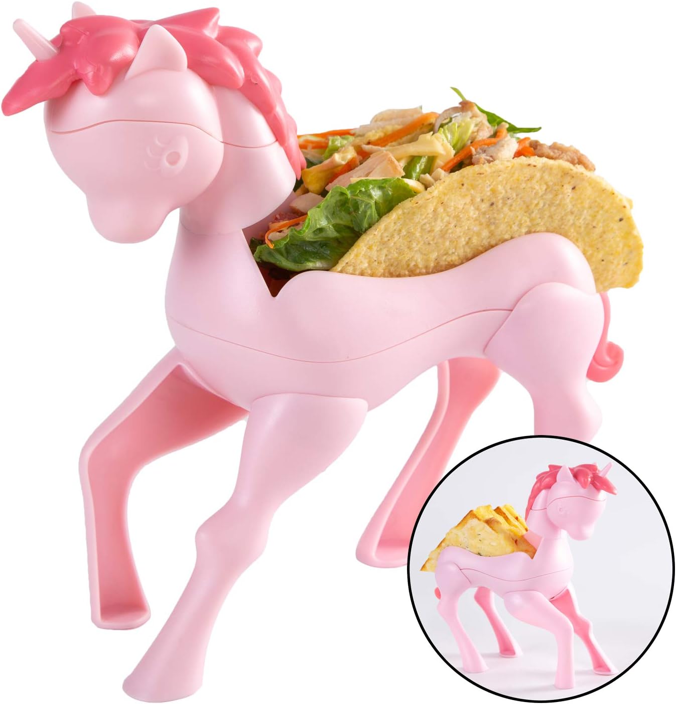 Hikfly Taco Holder Kids, Unicorn Taco Stand, Holds 2 Taco, Fun Dining Best Party Decor Gift for Children Girls Baby-Pink