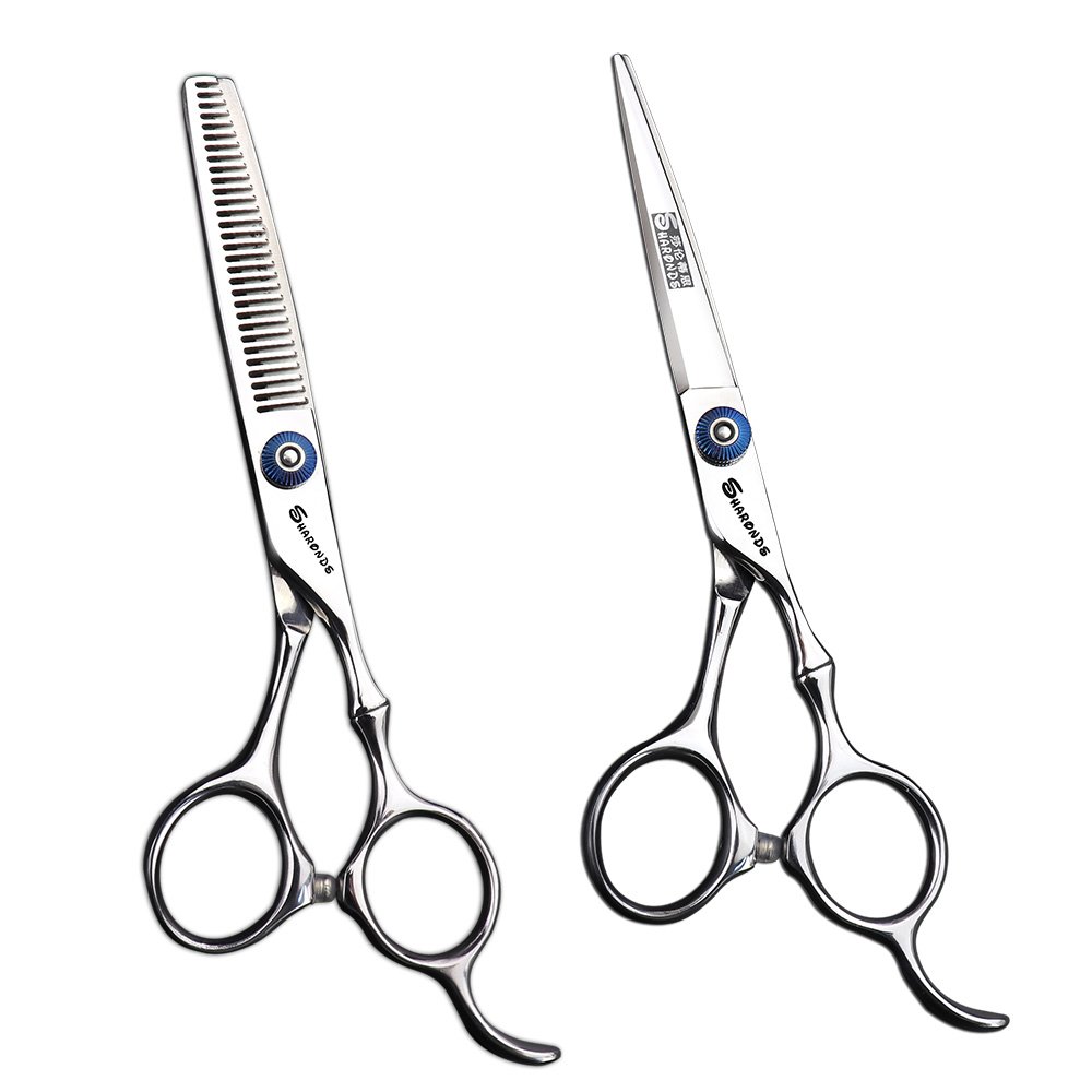 Sharonds 6/6.5 Inch Professional Hair Scissors and Effilizing Scissors for SalonHairdressers or Home Use (6 inch -2pc-C)
