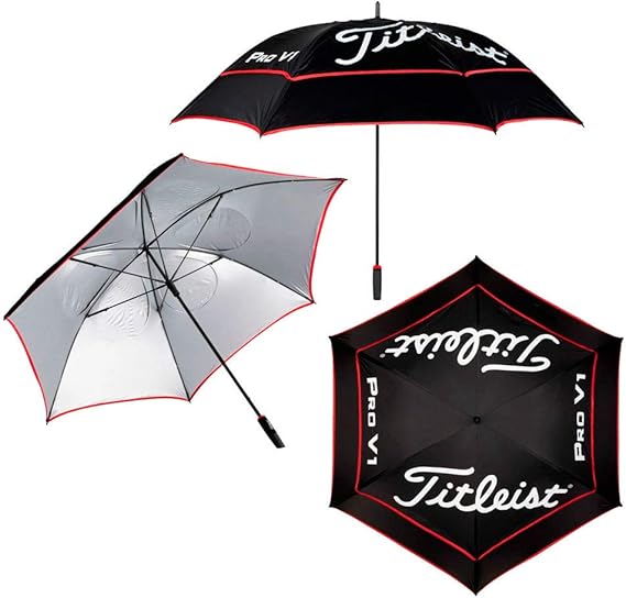 Titleist Tour Double Canopy Golf Umbrella Black/Black/Red