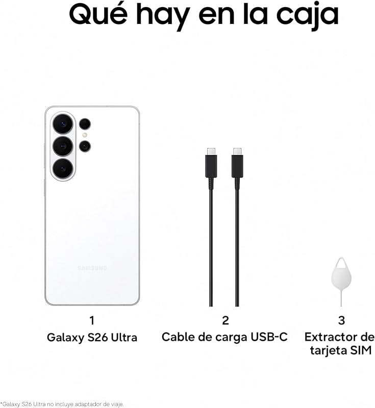 Galaxy S26 Ultra, 256GB, Smartphone con Galaxy AI, Cámara 200MP, 12GB RAM, Batería 5000mAh, Garantía del Fabricante 3 Años+1 Año Extra, Color Blanco (Versión Española) — foto 8 de 8
