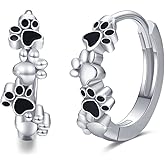 Dog Earrings for Women Small Hoops Earrings Sterling Silver Paw Print Huggie Hoop Earrings Puppy Hoops Cat Pet Paw Hoops Huggie Earrings Cartilage Earrings Cute Jewelry Gifts for Women Teen Girls