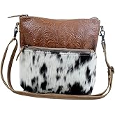 Myra Bag Tooled Leather Cow Hide Bag - Cow Hide Purses for Women with Hand-Etched Patterns, Tooled Leather Handbag for Women