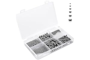 CHAMDONE Ball Bearings 610 Pcs 6 Size Assorted Loose Bearing Balls 3/32" 1/8" 5/32" 3/16" 7/32" and 1/4" Small Bearing Balls Steel Ball