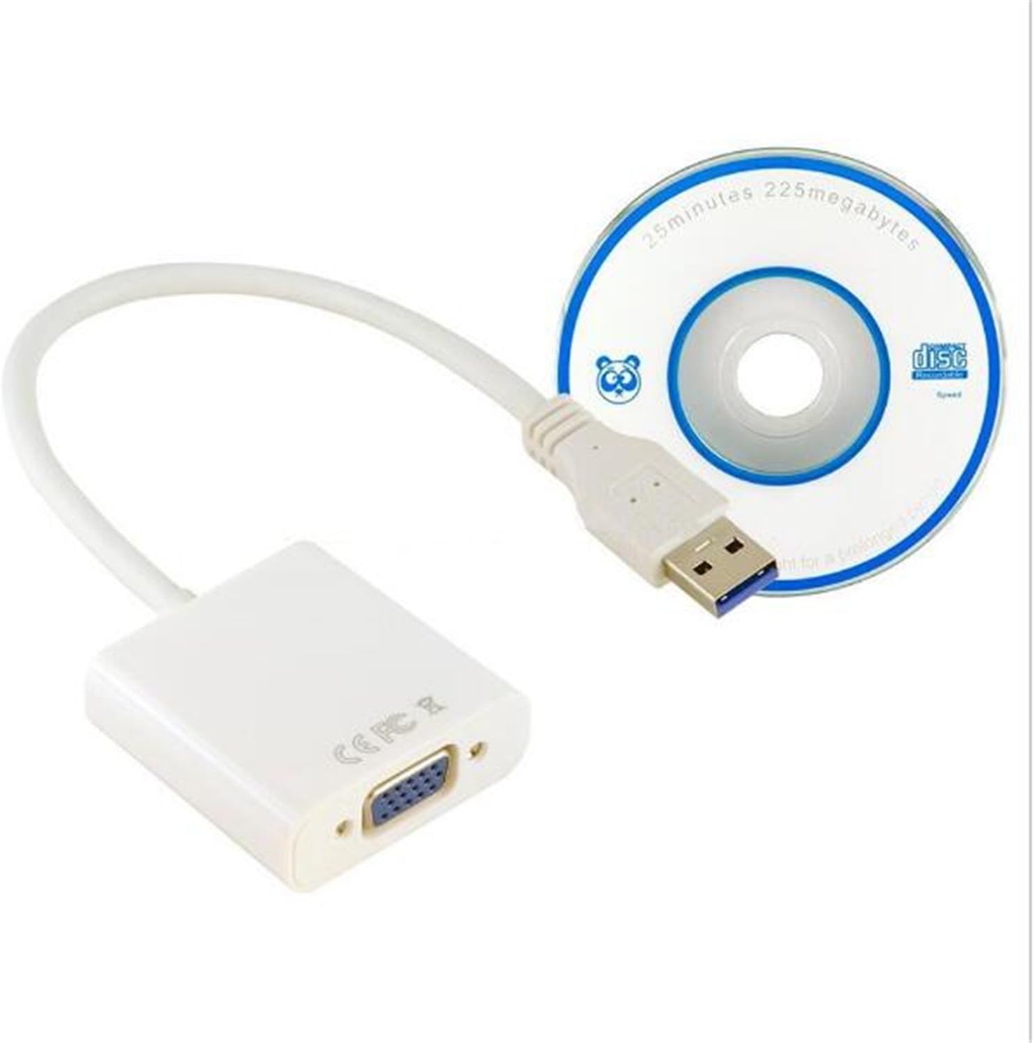 Junmin USB 3.0 to VGA External Graphic Card Video Converter Adapter with Driver cd for Win7/8（Dont Support win10 xp）