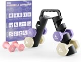 PhysKcal Dumbbells Set of 6 with Rack 1kg 2kg 3kg Neoprene Coated