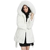 Women's Genuine Rabbit Fur Coat with Raccoon Fur Trim Hood Winter Jacket