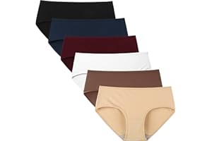INNERSY Women's Mid Rise Tagless Plain Color Full Coverage Cotton Hipster Panties 6-Pack