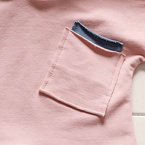 Kehen 2pcs Kids Autumn Outfits Set Stripes Long Sleeve Cotton Hoodies Tops + Elastic Long Pants (#2 Pink, 3T) - Thumbnail 4