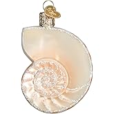 Old World Christmas Nautilus Shell Glass Blown Ornament for Christmas Tree, Handcrafted Holiday Decoration, Seashell Collection