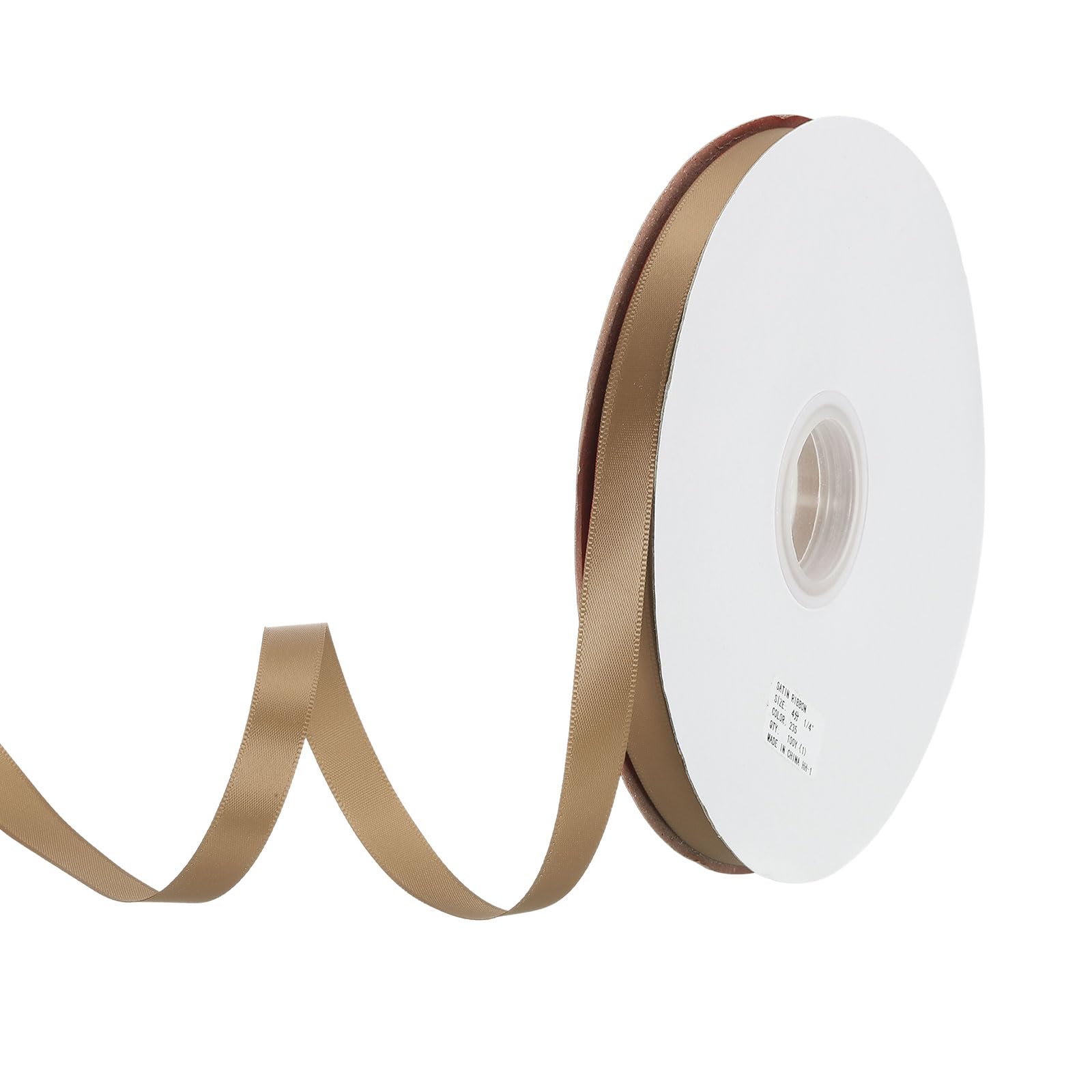 PATIKIL 1/2" x100Yard Polyester Satin Ribbon, Single Faced Grosgrain Ribbon Solid Fabric Ribbon for Crafts Wedding Party Gift Wrapping, Khaki