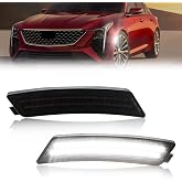 ATROVI LED Front Side Marker Lights Assembly for Cadi-llac 2020 2021 2022 2023 2024 CT5 Front Bumper Marker Signal Lamps, Replace OEM Smoked Lens White LED Side Turn Signal Lamps, 2 PCS